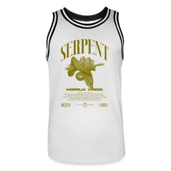 Green Tree Python Modern Reptile Keeper Streetwear - Men's Basketball Jersey - white/black - Front - AI Model Male 185 dark (185cm)