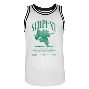 Green Tree Python Modern Reptile Keeper Streetwear - Men's Basketball Jersey - white/black - Front - AI Model Male 185 dark (185cm)