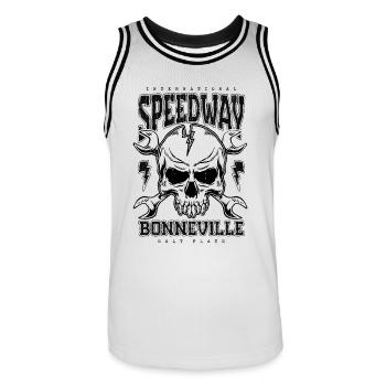 Bonneville Salt Flats Voiture de course rétro vintage - Maillot de basket Homme - blanc/noir - Devant - AI Model Male 185 dark (185cm)