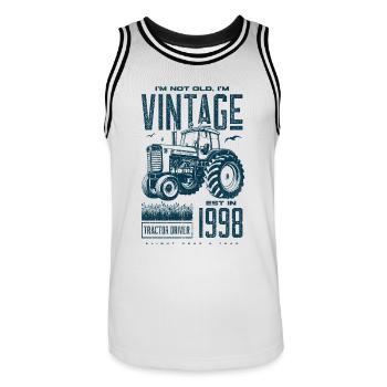 Vintage Tractor Farmer Birthday Born In 1998 - Men's Basketball Jersey - white/black - Front - AI Model Male 185 dark (185cm)