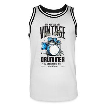 I'm Not Old I'm Vintage Retro 1961 Drummer - Men's Basketball Jersey - white/black - Front - AI Model Male 185 dark (185cm)