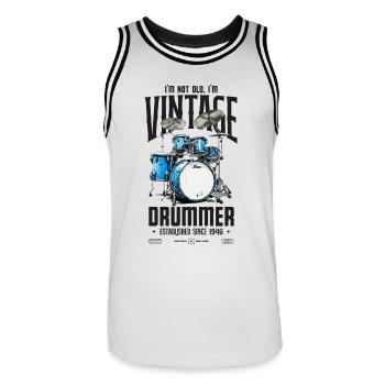 I'm Not Old I'm Vintage Retro 1946 Drummer - Men's Basketball Jersey - white/black - Front - AI Model Male 185 dark (185cm)