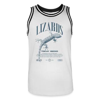 Tokay Gecko Streetwear Lizard Keeper - Maillot de basket Homme - blanc/noir - Devant - AI Model Male 185 dark (185cm)