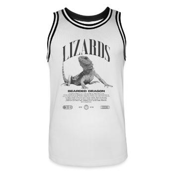 Dragon barbu Streetwear gardien de lézard - Maillot de basket Homme - blanc/noir - Devant - AI Model Male 185 dark (185cm)