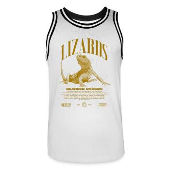 Dragon barbu Streetwear gardien de lézard - Maillot de basket Homme - blanc/noir - Devant - AI Model Male 185 dark (185cm)