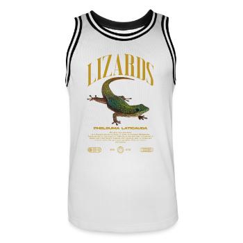 Phelsuma laticauda Day Gecko Lizard Keeper - Men's Basketball Jersey - white/black - Front - AI Model Male 185 dark (185cm)