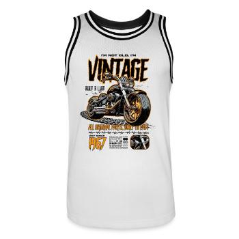 Moto Motards Motard Anniversaire Né En 1967 - Maillot de basket Homme - blanc/noir - Devant - AI Model Male 185 dark (185cm)