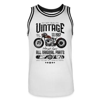 Vintage Motorrad Motorrad Motorrad Motorrad Geburtstag 1967 - Männer Basketball-Trikot - Weiß/Schwarz - Vorne - AI Model Male 185 dark (185cm)