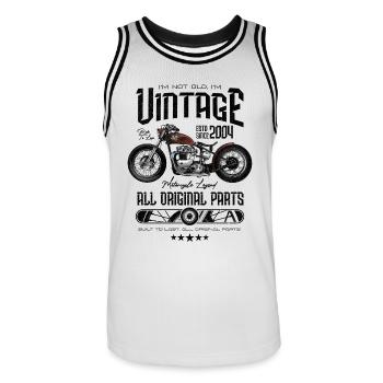 Vintage Motorcycle Bikers Motorbike Birthday 2004 - Men's Basketball Jersey - white/black - Front - AI Model Male 185 dark (185cm)