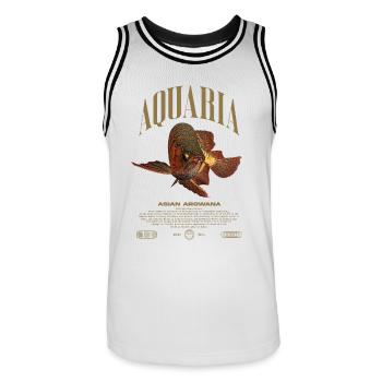 Asian Arowana Monster Fish Keeper Streetwear - Men's Basketball Jersey - white/black - Front - AI Model Male 185 dark (185cm)
