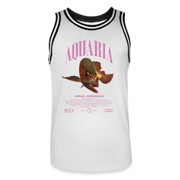Asiatische Arowana Monster Fish Keeper Streetwear - Männer Basketball-Trikot - Weiß/Schwarz - Vorne - AI Model Male 185 dark (185cm)