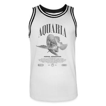 Asian Arowana Monster Fish Keeper Streetwear - Men's Basketball Jersey - white/black - Front - AI Model Male 185 dark (185cm)