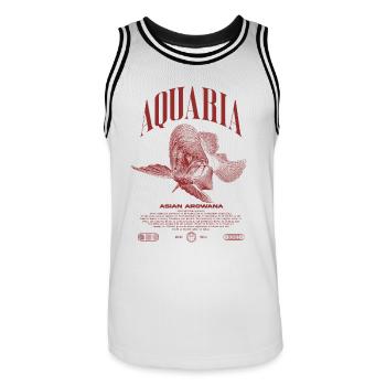 Asiatische Arowana Monster Fish Keeper Streetwear - Männer Basketball-Trikot - Weiß/Schwarz - Vorne - AI Model Male 185 dark (185cm)