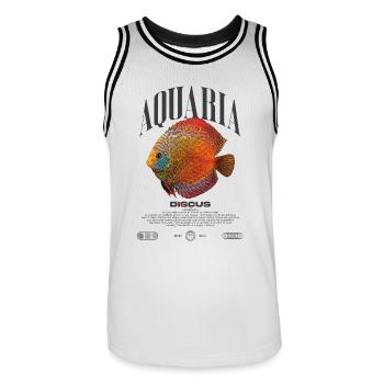 Discus Cichlid Fish Keeper Streetwear moderne - Maillot de basket Homme - blanc/noir - Devant - AI Model Male 185 dark (185cm)