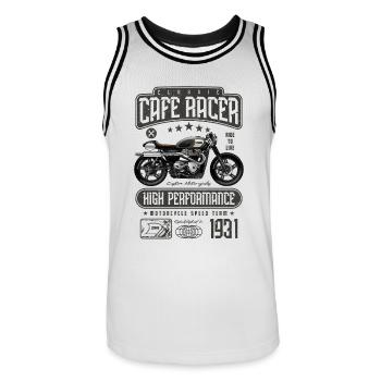 Cafe Racer Motorrad Geburtstag Biker Jahrgang 1931 - Männer Basketball-Trikot - Weiß/Schwarz - Vorne - AI Model Male 185 dark (185cm)