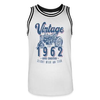 Oldtimer Traktor Bauer Geburtstag Jahrgang 1962 - Männer Basketball-Trikot - Weiß/Schwarz - Vorne - AI Model Male 185 dark (185cm)