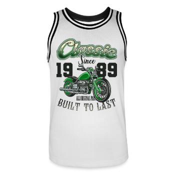 Motorcycle Bikers Motorbike Birthday Born In 1989 - Men's Basketball Jersey - white/black - Front - AI Model Male 185 dark (185cm)
