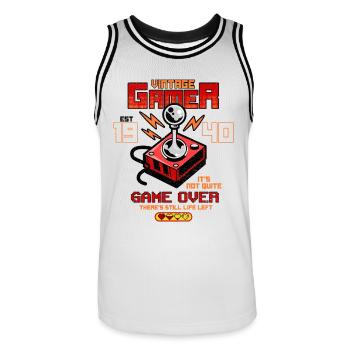Vintage Gamer Since 1940 Funny Birthday Gaming - Men's Basketball Jersey - white/black - Front - AI Model Male 185 dark (185cm)