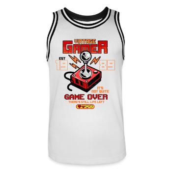 Vintage Gamer Since 1989 Drôle d’anniversaire Gaming - Maillot de basket Homme - blanc/noir - Devant - AI Model Male 185 dark (185cm)