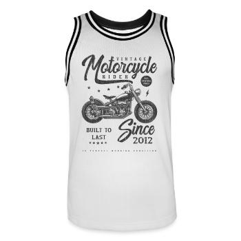 Anniversaire Moto Vintage Né En 2012 - Maillot de basket Homme - blanc/noir - Devant - AI Model Male 185 dark (185cm)