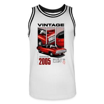 Ich bin nicht alt, ich bin ein Oldtimer, Oldtimer Jahrgang 2005 - Männer Basketball-Trikot - Weiß/Schwarz - Vorne - AI Model Male 185 dark (185cm)