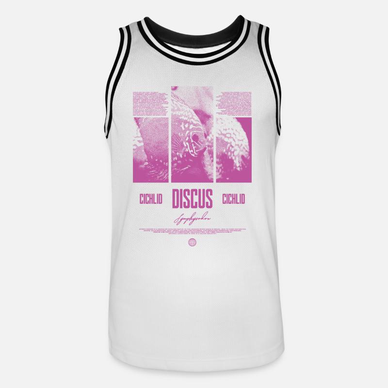 Discus Cichlidé Aquarium Fish Keeper - Maillot de basket Homme - blanc/noir