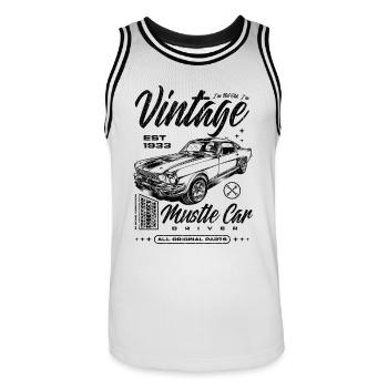 Je ne suis pas vieux Je suis Voiture classique Millésime Né(e) En 1933 - Maillot de basket Homme - blanc/noir - Devant - AI Model Male 185 dark (185cm)
