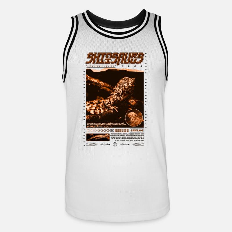 Chinesisches Krokodil Eidechse Shinisaurus Crocodilurus - Männer Basketball-Trikot - Weiß/Schwarz