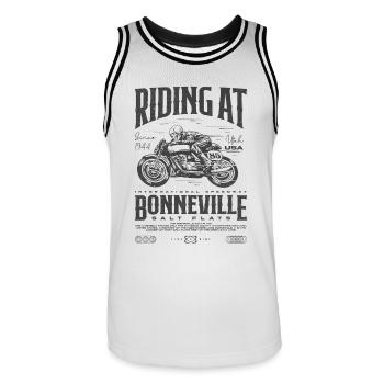 Bonneville Salt Flats Motorrad Geburtstag 1944 - Männer Basketball-Trikot - Weiß/Schwarz - Vorne - AI Model Male 185 dark (185cm)
