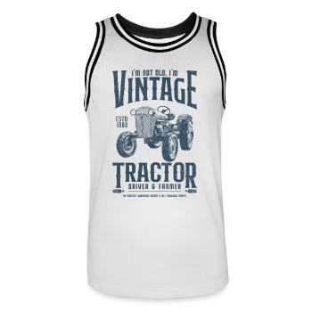 Anniversaire de fermier de tracteur vintage Né en 1988 - Maillot de basket Homme - blanc/noir - Devant - AI Model Male 185 dark (185cm)