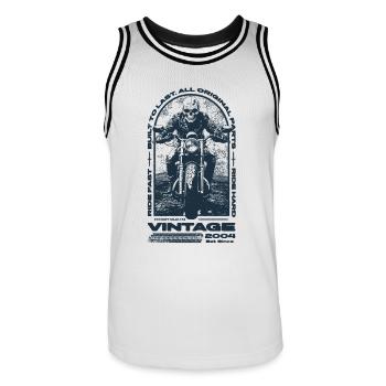Vintage Motorcycle Bikers Motorbike Birthday 2004 - Men's Basketball Jersey - white/black - Front - AI Model Male 185 dark (185cm)