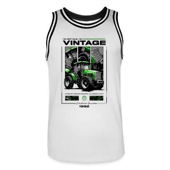 Vintage Tractor Farmer Birthday Born In 1992 - Men's Basketball Jersey - white/black - Front - AI Model Male 185 dark (185cm)