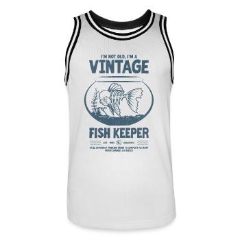Vintage Fish Keeper Tropical Fish Anniversaire 1983 - Maillot de basket Homme - blanc/noir - Devant - AI Model Male 185 dark (185cm)