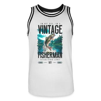 Jahrgang Forelle Fischer Angeln Geburtstag 1971 - Männer Basketball-Trikot - Weiß/Schwarz - Vorne - AI Model Male 185 dark (185cm)