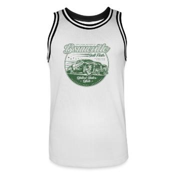 Bonneville Salt Flats Voiture de course Hot Rod vintage - Maillot de basket Homme - blanc/noir - Devant - AI Model Male 185 dark (185cm)