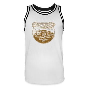 Bonneville Salt Flats Voiture de course Hot Rod vintage - Maillot de basket Homme - blanc/noir - Devant - AI Model Male 185 dark (185cm)
