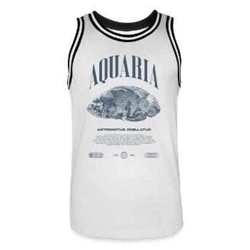 Oscar Fish Keeper Streetwear moderne - Maillot de basket Homme - blanc/noir - Devant - AI Model Male 185 dark (185cm)