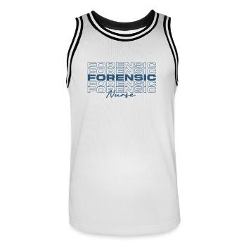 Forensic Nurse Medical Nurses Stylish - Men's Basketball Jersey - white/black - Front - AI Model Male 185 dark (185cm)