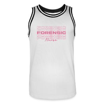 Forensic Nurse Medical Nurses Stylish - Men's Basketball Jersey - white/black - Front - AI Model Male 185 dark (185cm)