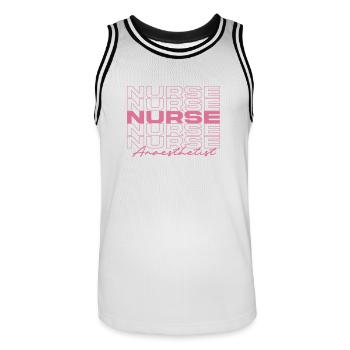 Anaesthetist Nurse Medical Nurses Stylish - Men's Basketball Jersey - white/black - Front - AI Model Male 185 dark (185cm)