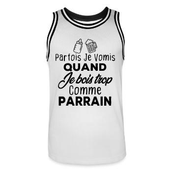 Parfois je vomis quand je bois trop comme parrain - Maillot de basket Homme - blanc/noir - Devant - AI Model Male 185 dark (185cm)