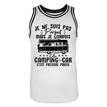 Pas parfait mais je conduis un camping car - Maillot de basket Homme - blanc/noir - Devant - AI Model Male 185 dark (185cm)