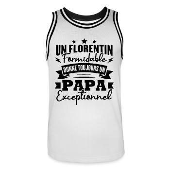 Un florentin formidable donne un papa exceptionnel - Maillot de basket Homme - blanc/noir - Devant - AI Model Male 185 dark (185cm)