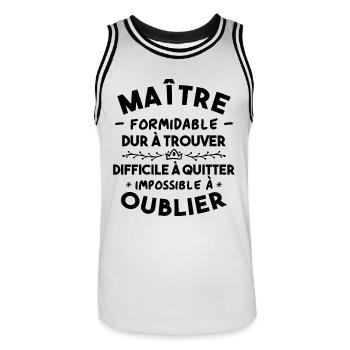Maître formidable, Cadeau Maître école - Maillot de basket Homme - blanc/noir - Devant - AI Model Male 185 dark (185cm)