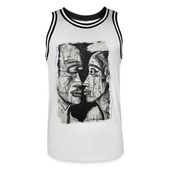Couple abstrait dans l’art noir et blanc - Maillot de basket Homme - blanc/noir - Devant - AI Model Male 185 dark (185cm)