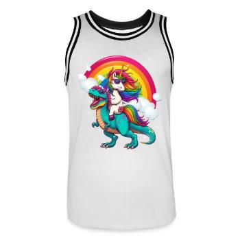 Licorne équitation dinosaure - Maillot de basket Homme - blanc/noir - Devant - AI Model Male 185 dark (185cm)