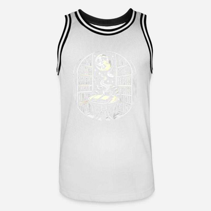 Mitternachtskaffee Bücher Tattoo Kunst - Männer Basketball-Trikot - Weiß/Schwarz