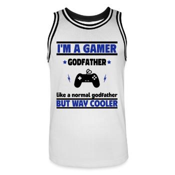 Godfather gamer: cooler than a normal - Men's Basketball Jersey - white/black - Front - AI Model Male 185 dark (185cm)