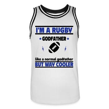 Rugby-Pate, viel cooler als ein normaler Pate - Männer Basketball-Trikot - Weiß/Schwarz - Vorne - AI Model Male 185 dark (185cm)