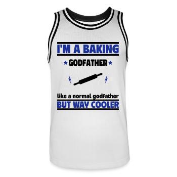 Ich bin ein Patenonkel Bäcker, viel cooler als - Männer Basketball-Trikot - Weiß/Schwarz - Vorne - AI Model Male 185 dark (185cm)
